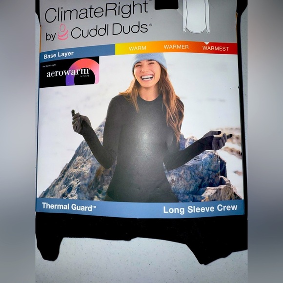 Climate Right by Cuddl Duds Women’s Black Long Sleeve Crew Base Layer Size Large - Picture 1 of 8